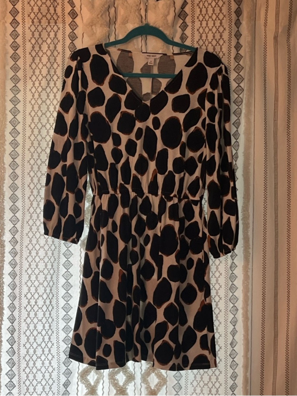 Nine West Animal Print Long Sleeve Dress